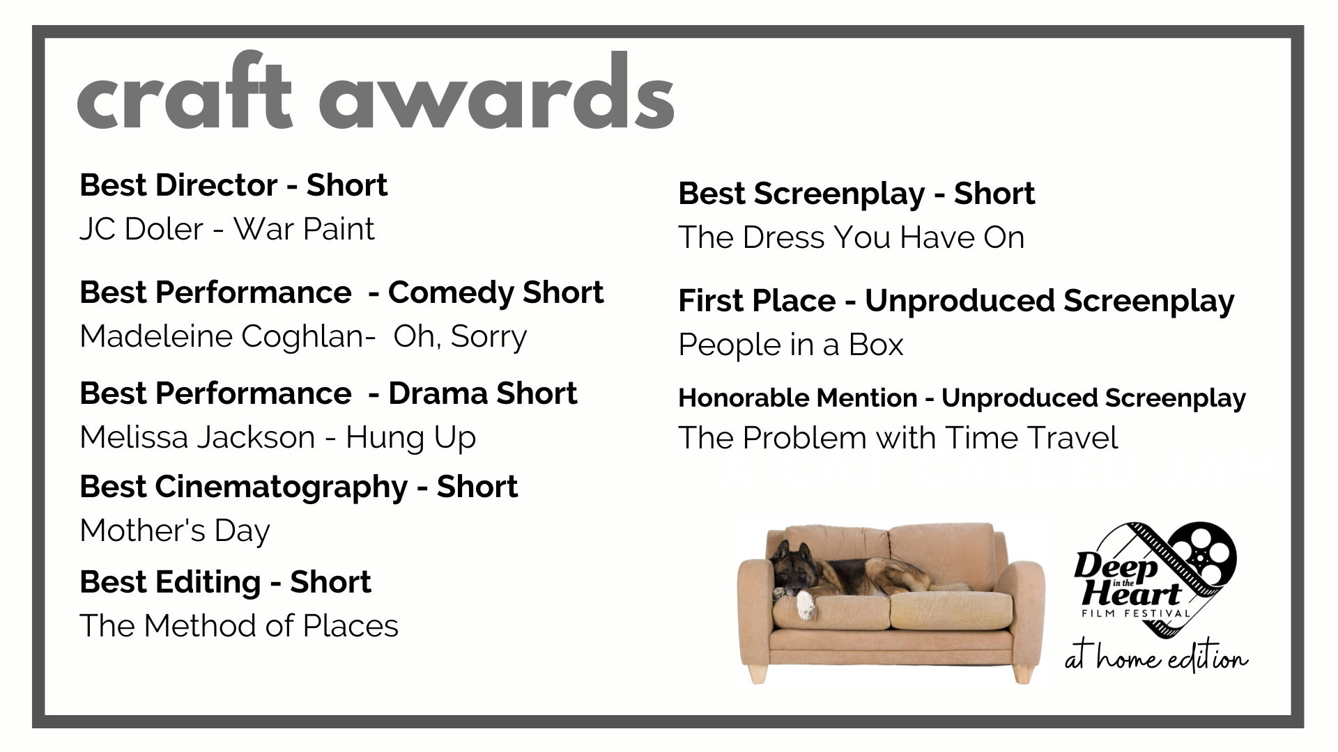 Short Craft Award Winners