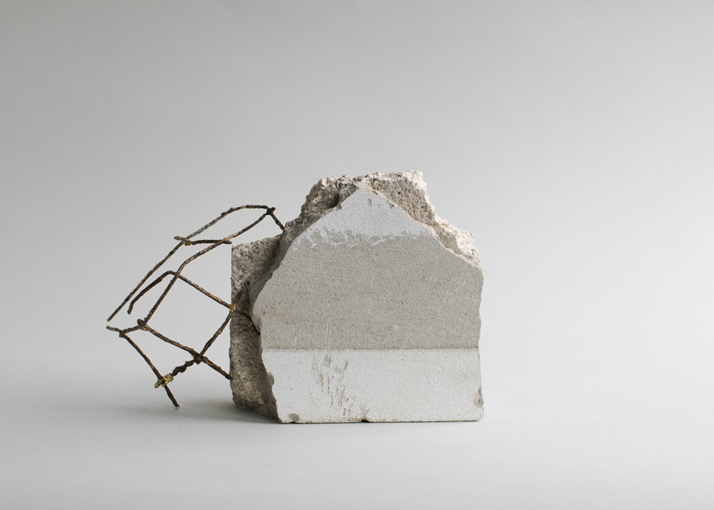 FORUM II , 2016. Assemblage – Concrete, Steel, Gold Leaf. Dimensions – Variable.
