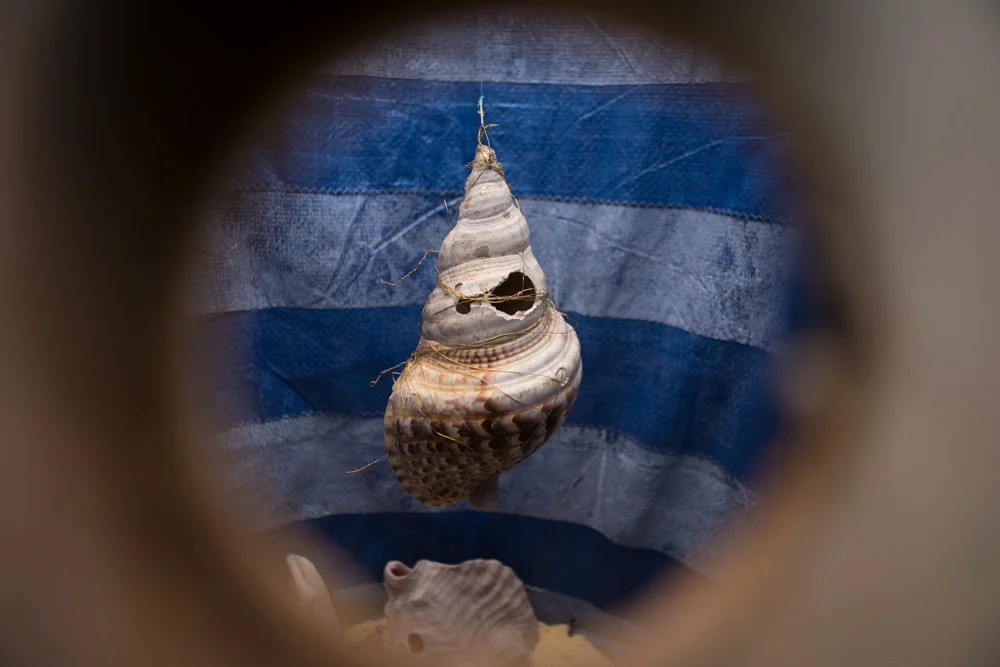 Interior view of Shipping Barrel Diorama through Acrylic Lens.