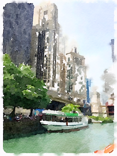 Photo I took in Chicago turned into a watercolor with the Waterlogue app.