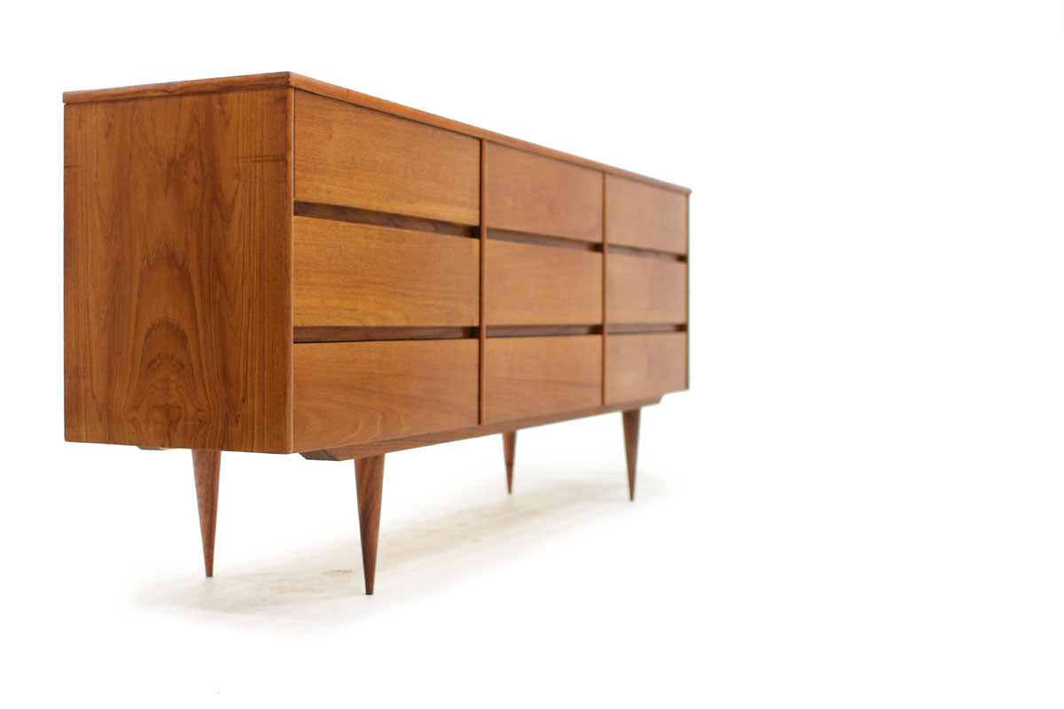 Sold Teak 9 Drawer Dresser Furniture 1950 Teak Mid Century