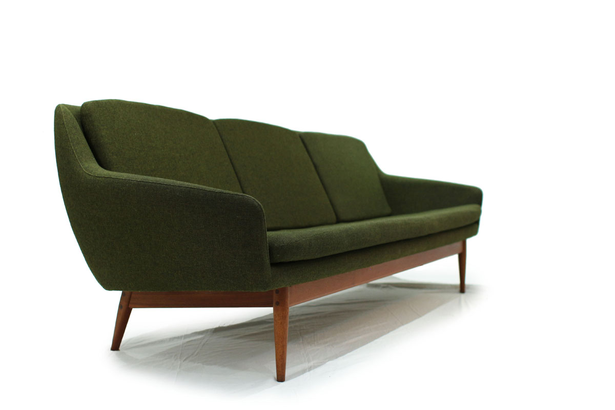 Comfortable Mid Century Modern Green Norwegian Couch