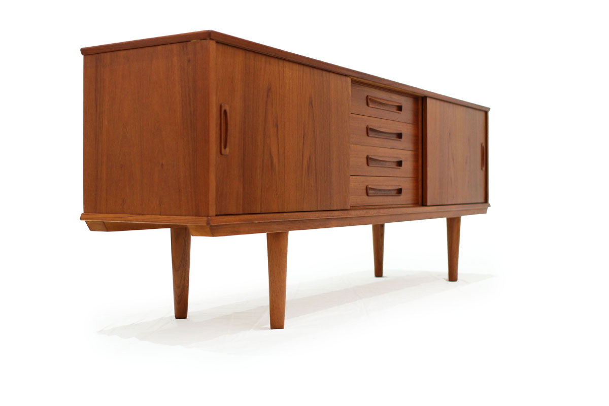 Danish Double Sided MCM Room Divider Teakwood 4 drawer 2 door Credenza Made in Denmark