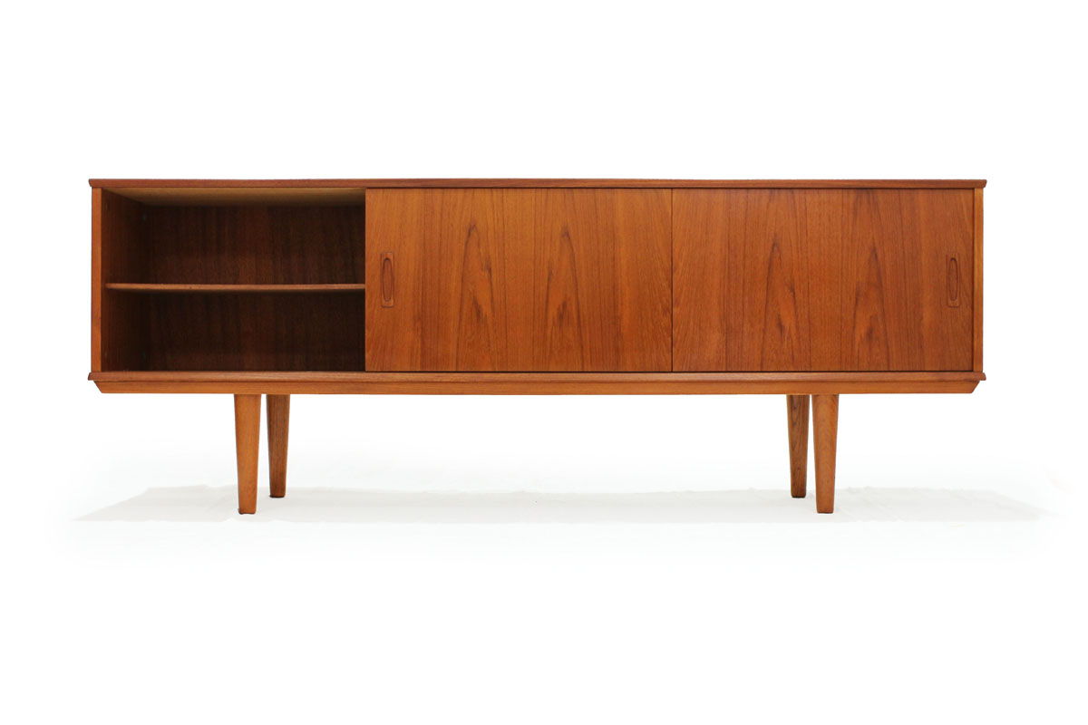 Danish Double Sided MCM Room Divider Teakwood 4 drawer 2 door Credenza Made in Denmark