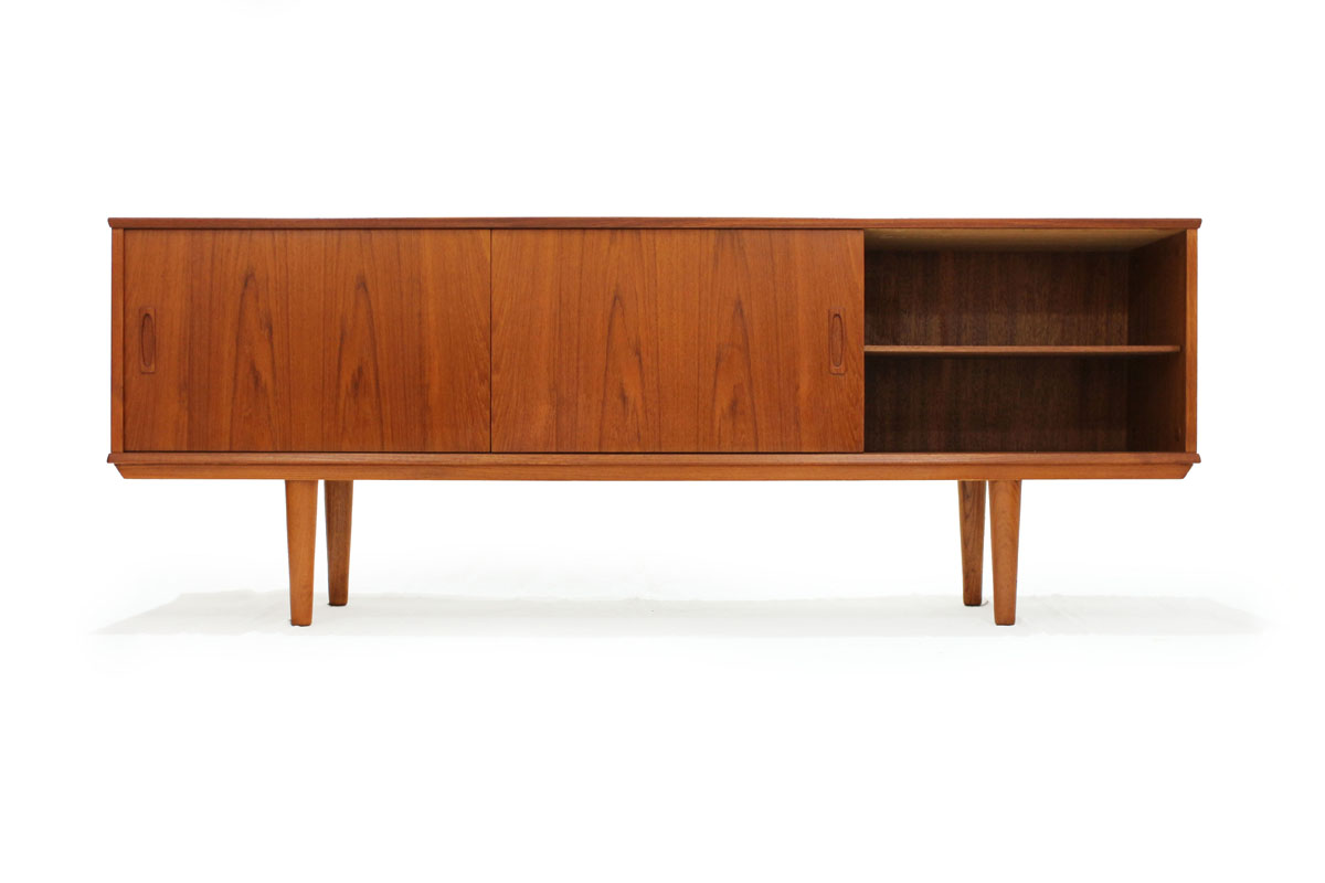 Danish Double Sided MCM Room Divider Teakwood 4 drawer 2 door Credenza Made in Denmark
