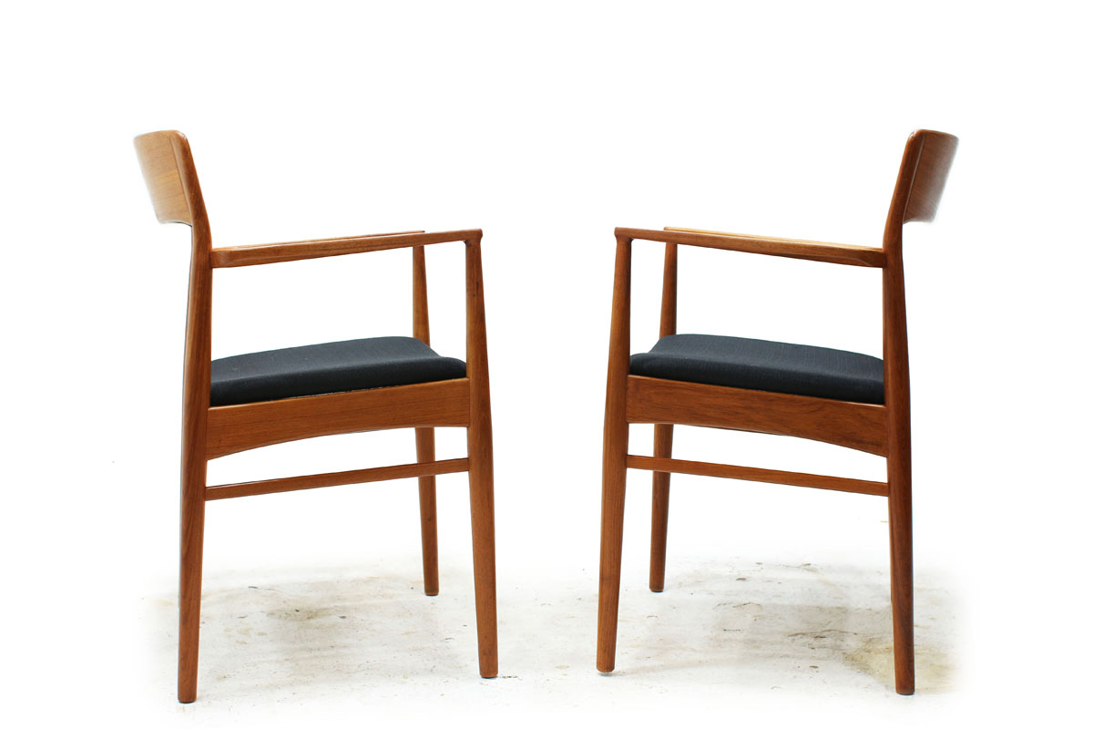 Pair of 1960’s Teak Armchairs with Black Fabric Designed by Danish Designer K.S Mobler