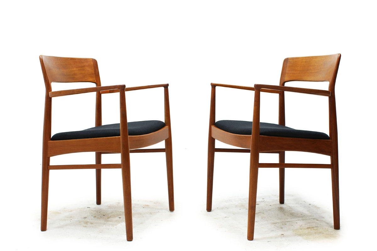 Pair of 1960’s Teak Armchairs with Black Fabric Designed by Danish Designer K.S Mobler