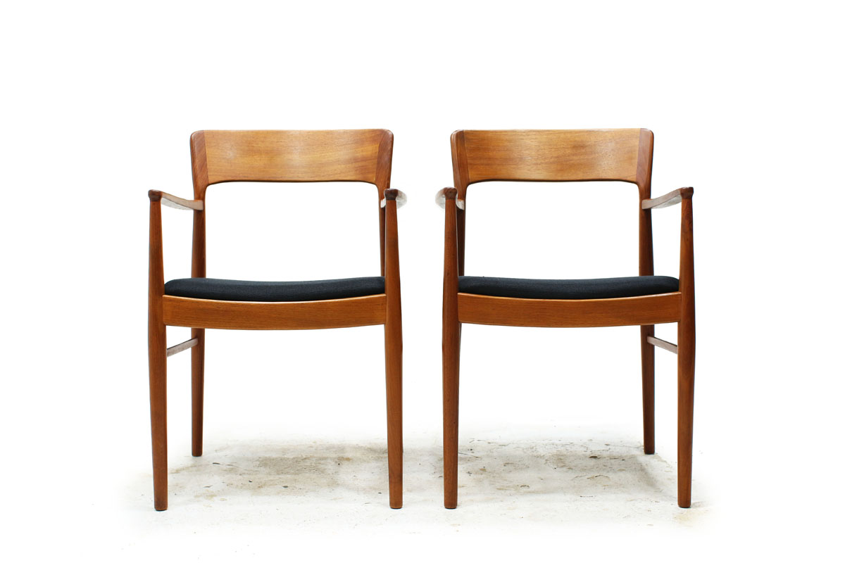 Pair of 1960’s Teak Armchairs with Black Fabric Designed by Danish Designer K.S Mobler
