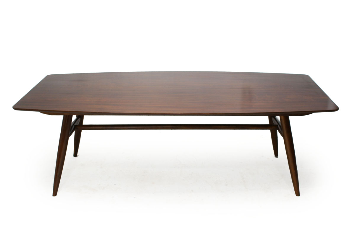 Large Mid-Century Modern Walnut Wood Surfboard Dining Table