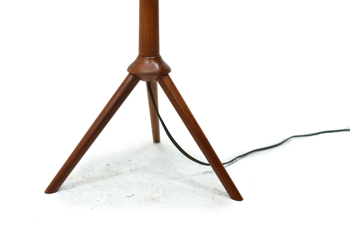 Teak Wood Mid Century Modern Floor Lamp with tripod legs