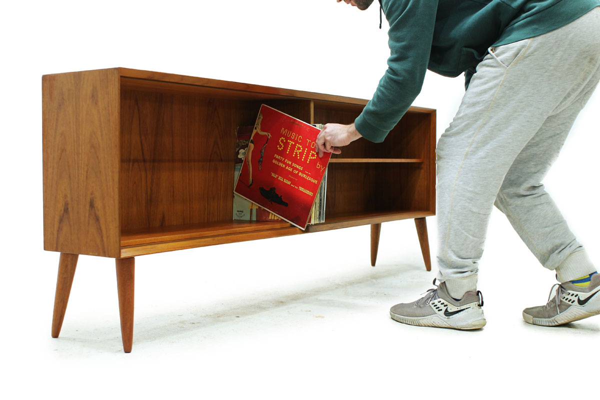 Mid Century Modern Teak wood Bookshelf with angled tapered legs