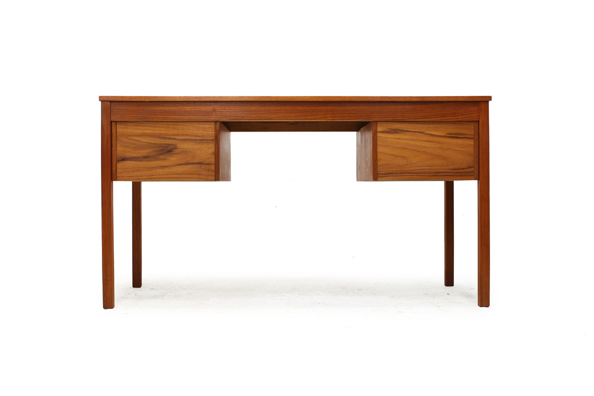 Danish Teak wood Mid Century Modern Double Sided 4 Drawer Desk Made in Denmark