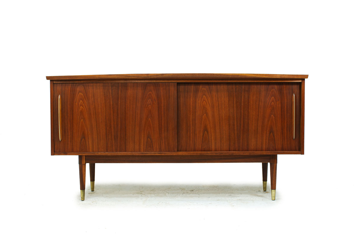 Mid Century Modern Walnut 2 Door Credenza