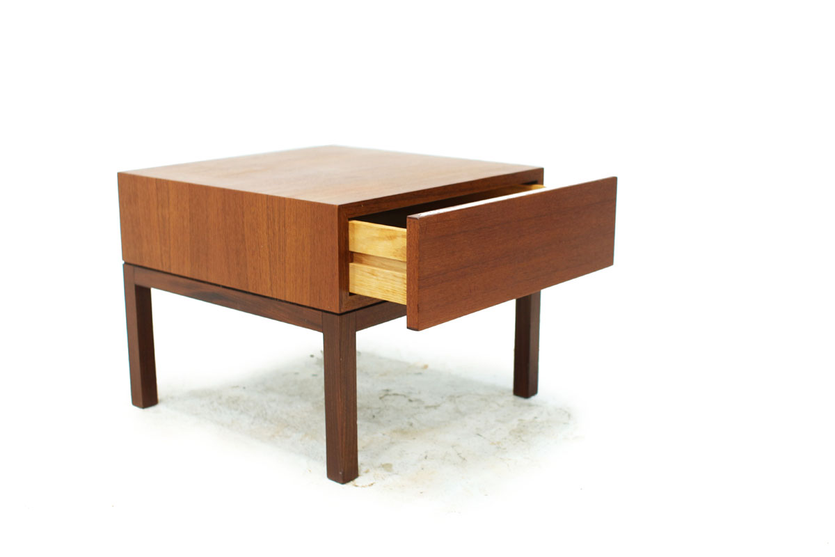 Swedish Mid Century 1 Drawer Teak Bedside Nightstand