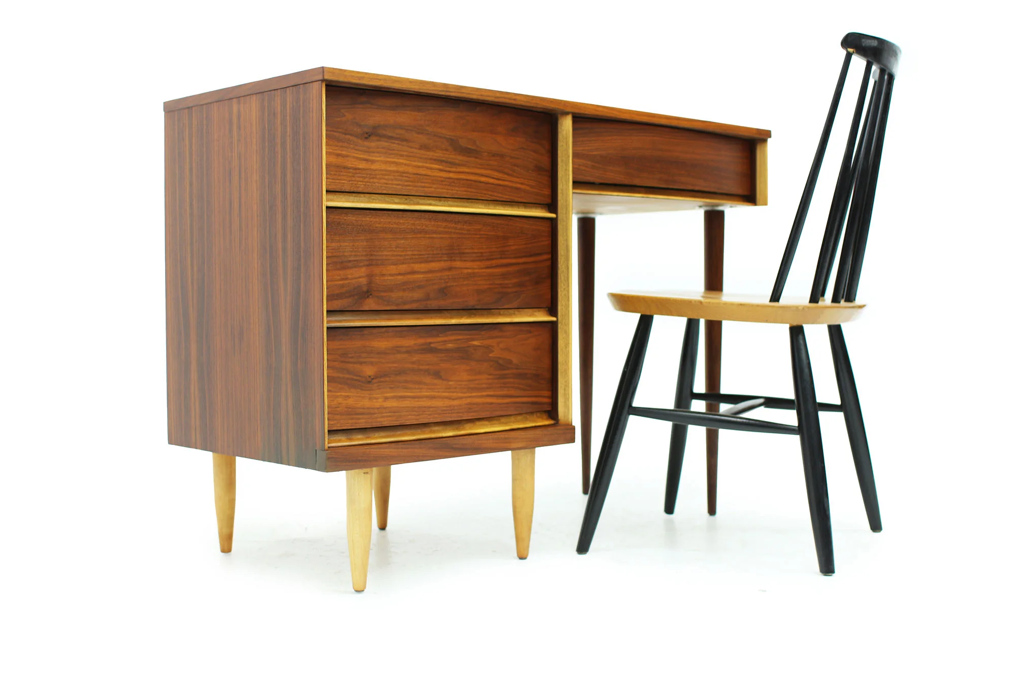 MCM Walnut Desk with Curved Drawers and long Legs (2).jpg