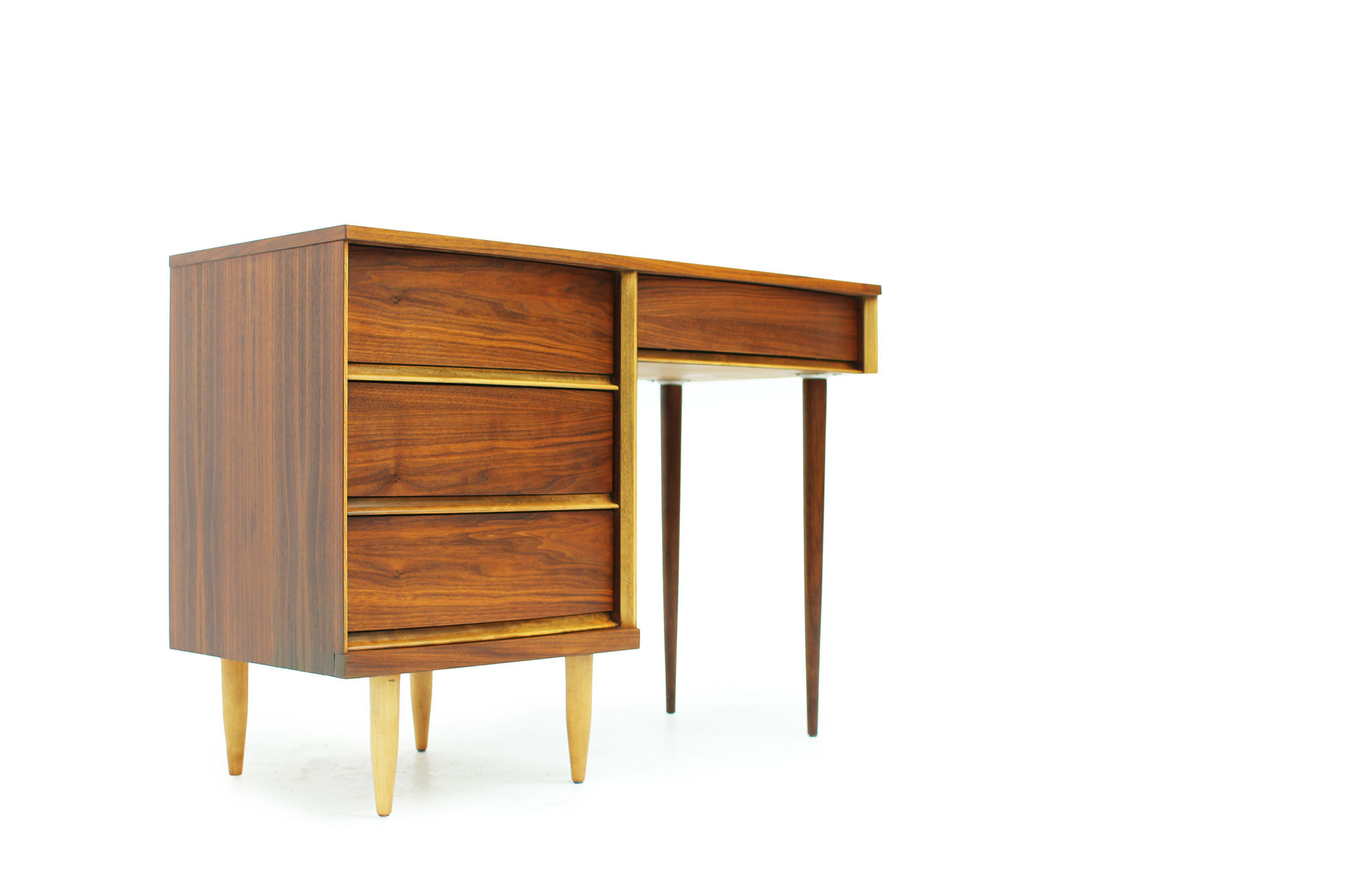 MCM Walnut Desk with Curved Drawers and long Legs (4).jpg