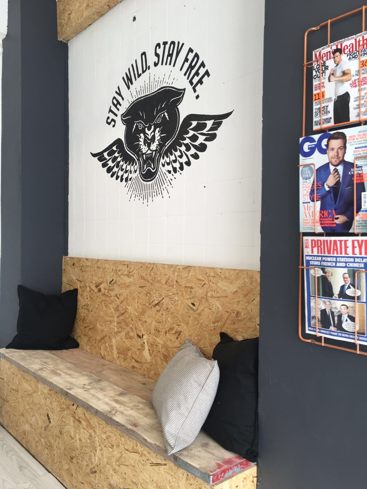 Wall design at Barber Chair at E-Street Barbers Clapton Hackney