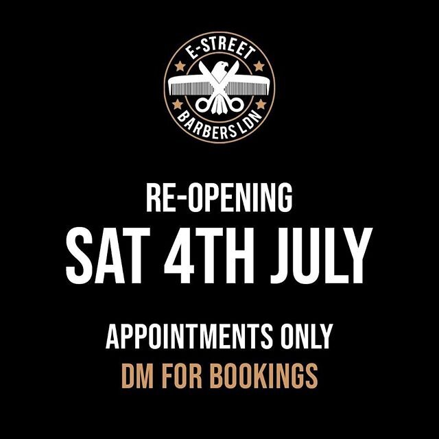 On Saturday 4th July we are reopening. 
Due to social distancing we will initially be opening for appointments only. To book an appointment please DM us on here. 
Following guidelines we will be taking extra measures to keep ourselves and our custome