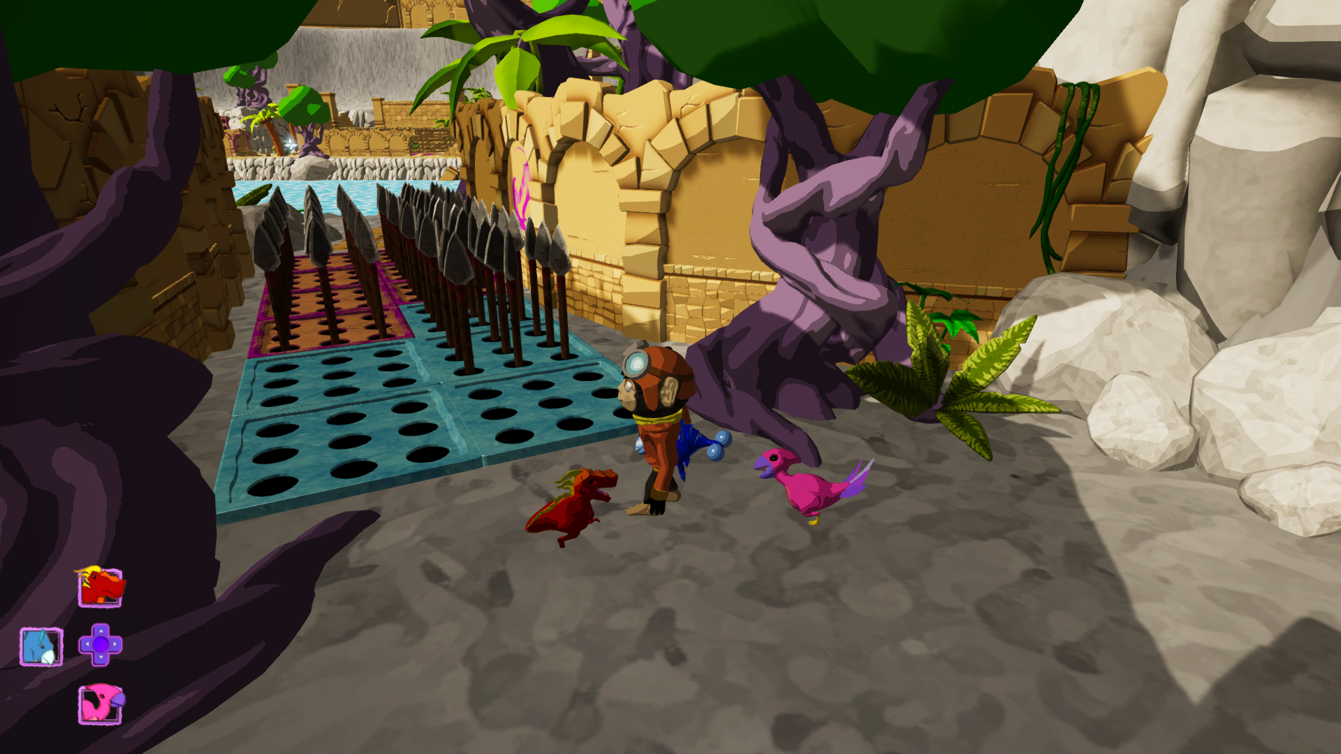 Figure 1: The introduction to the ice dino, freeze the traps and you're free to go!