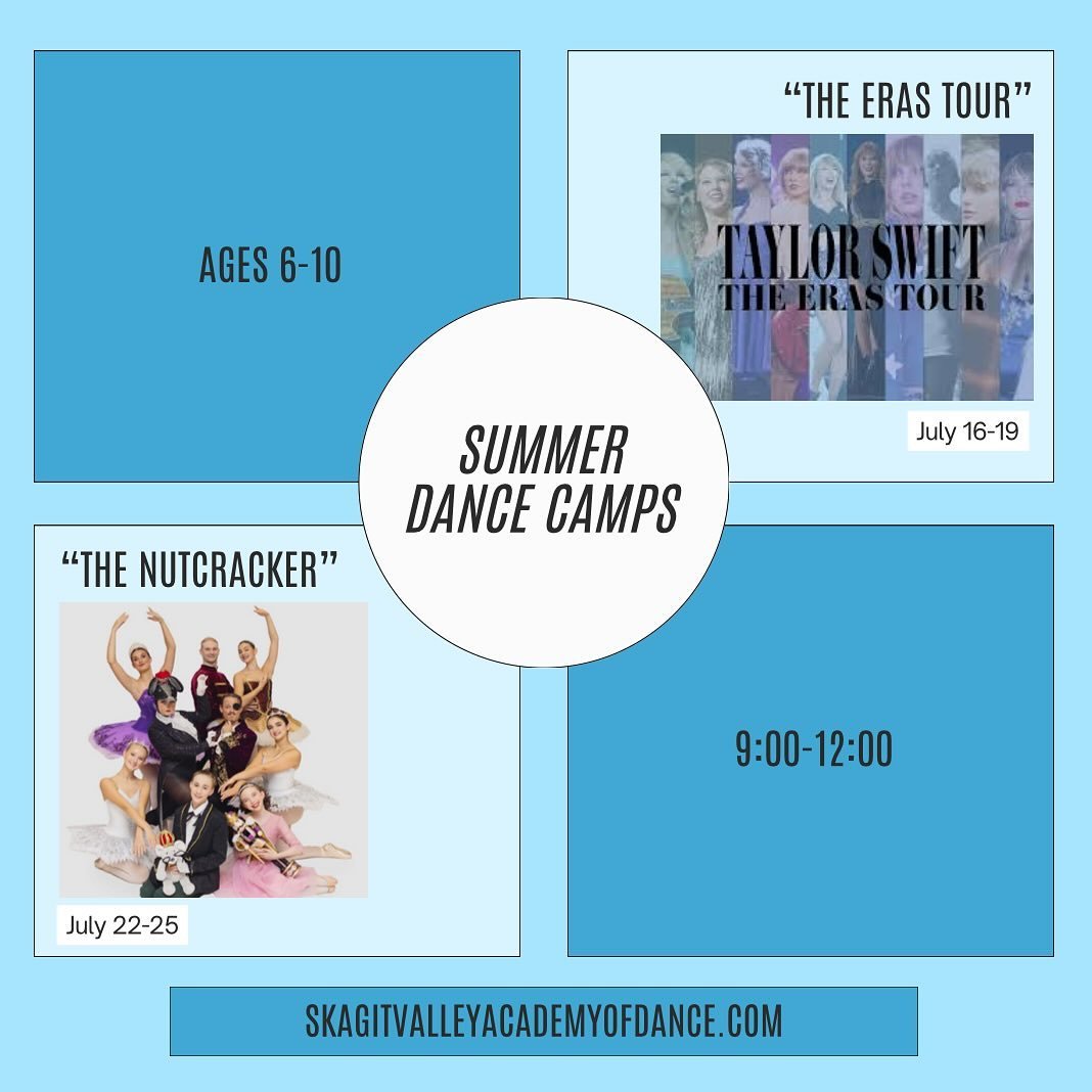 Come join us THIS SUMMER for our THEMED CAMPS! We cannot wait!

#SVAD #Dance #SkagitValley