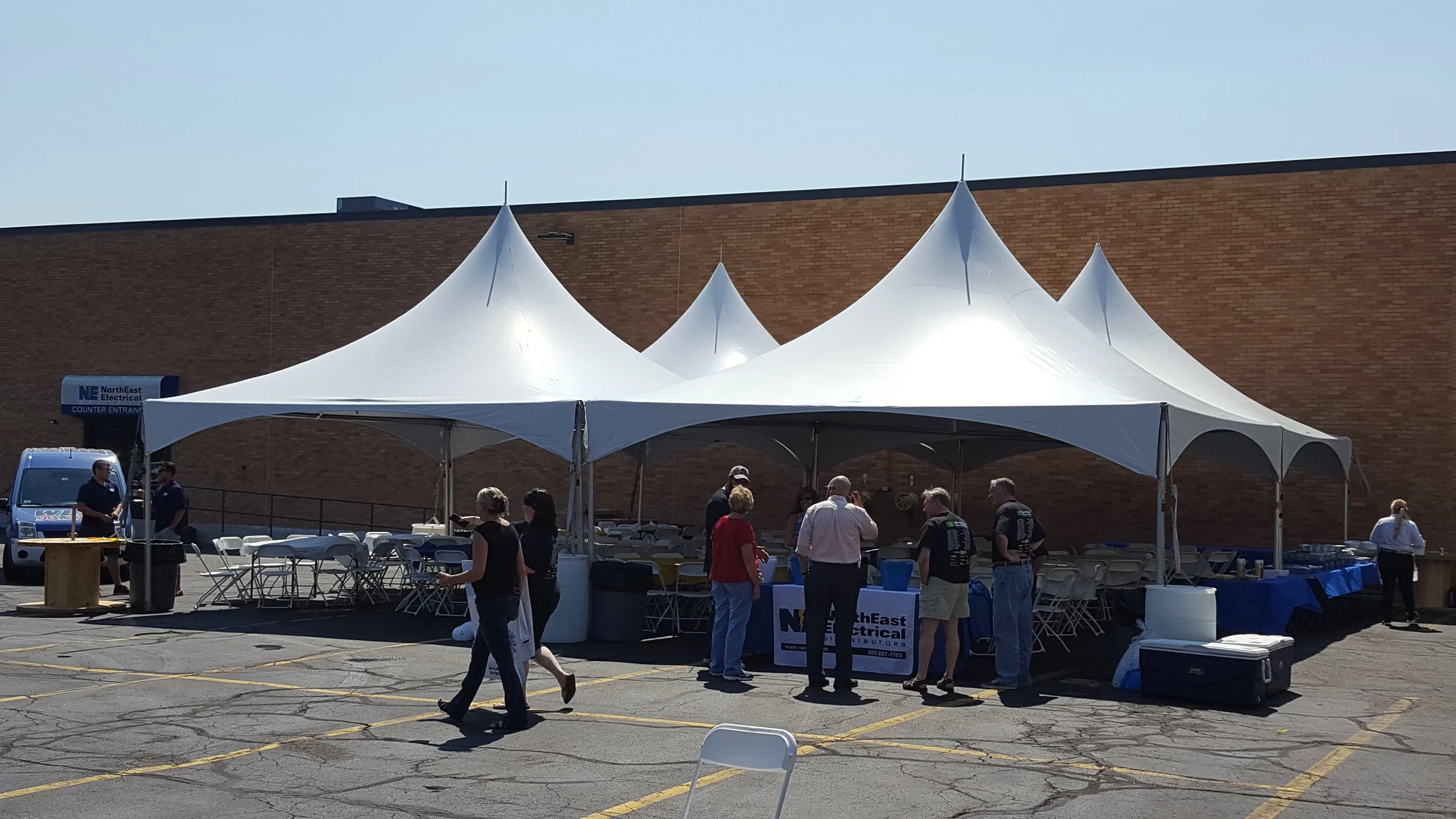 A 40x40 frame tent on cement for a corporate event. 