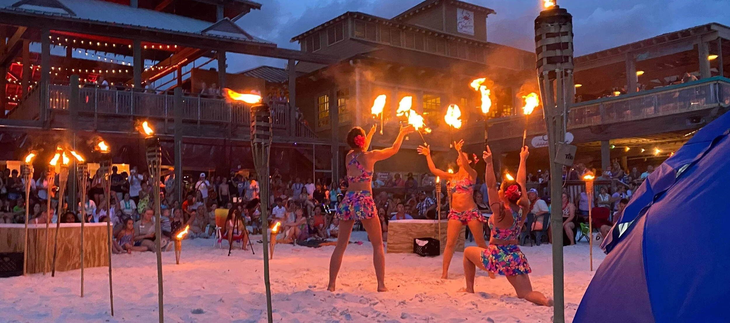 luau fire show performance production aloha hula acrobatics flame dancing dancer entertainer entertainment destin okaloosa island santa rosa miramar beach fort walton pensacola panama city beach