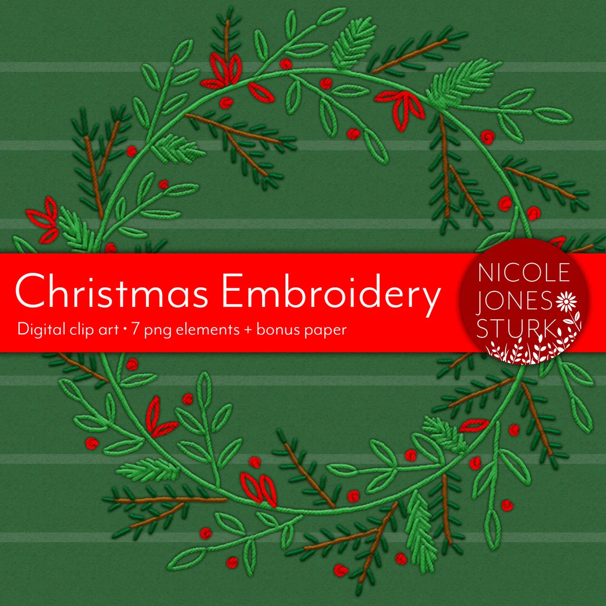 Christmas Embroidery Clip Art - FREE Download