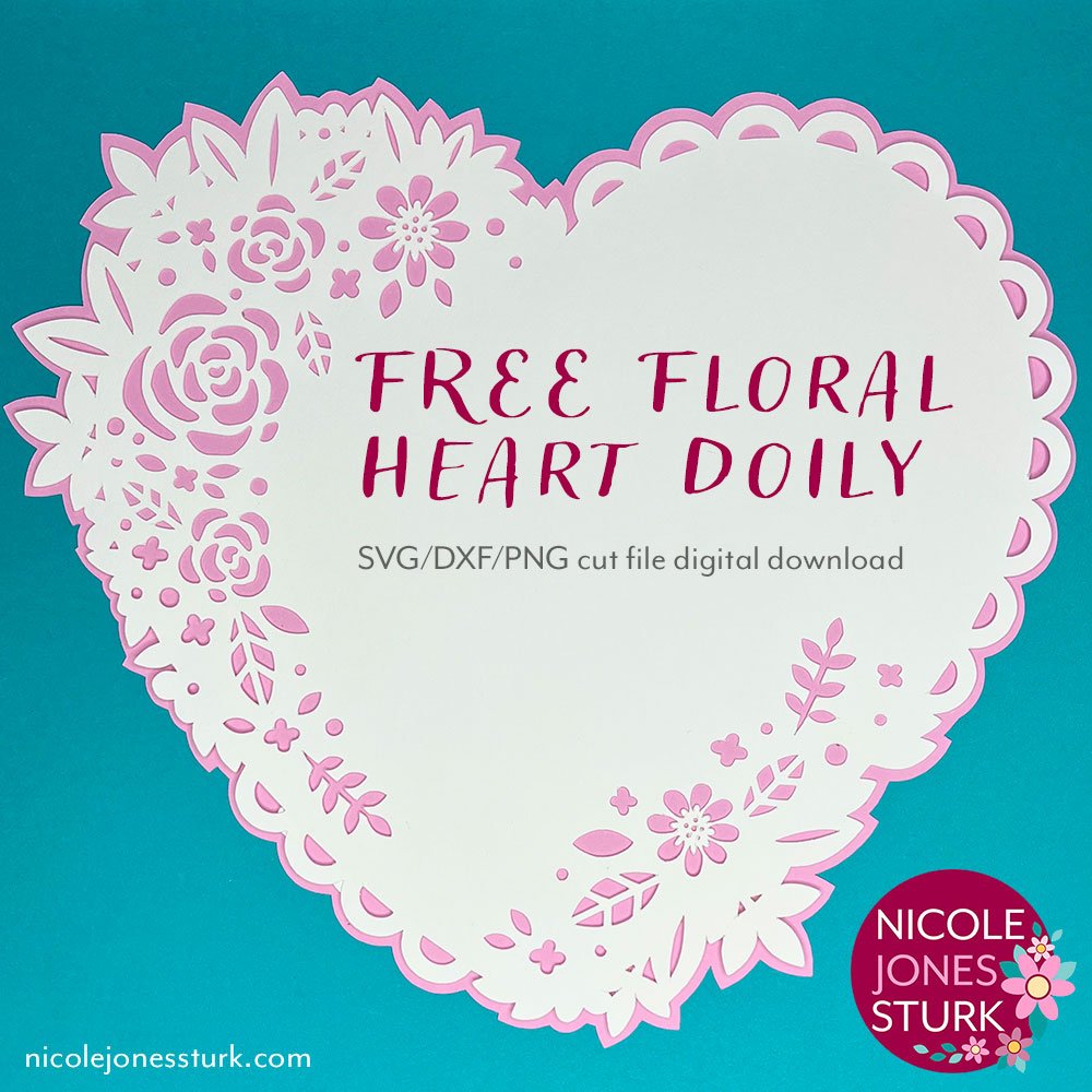 Free Floral Heart Doily Cut File