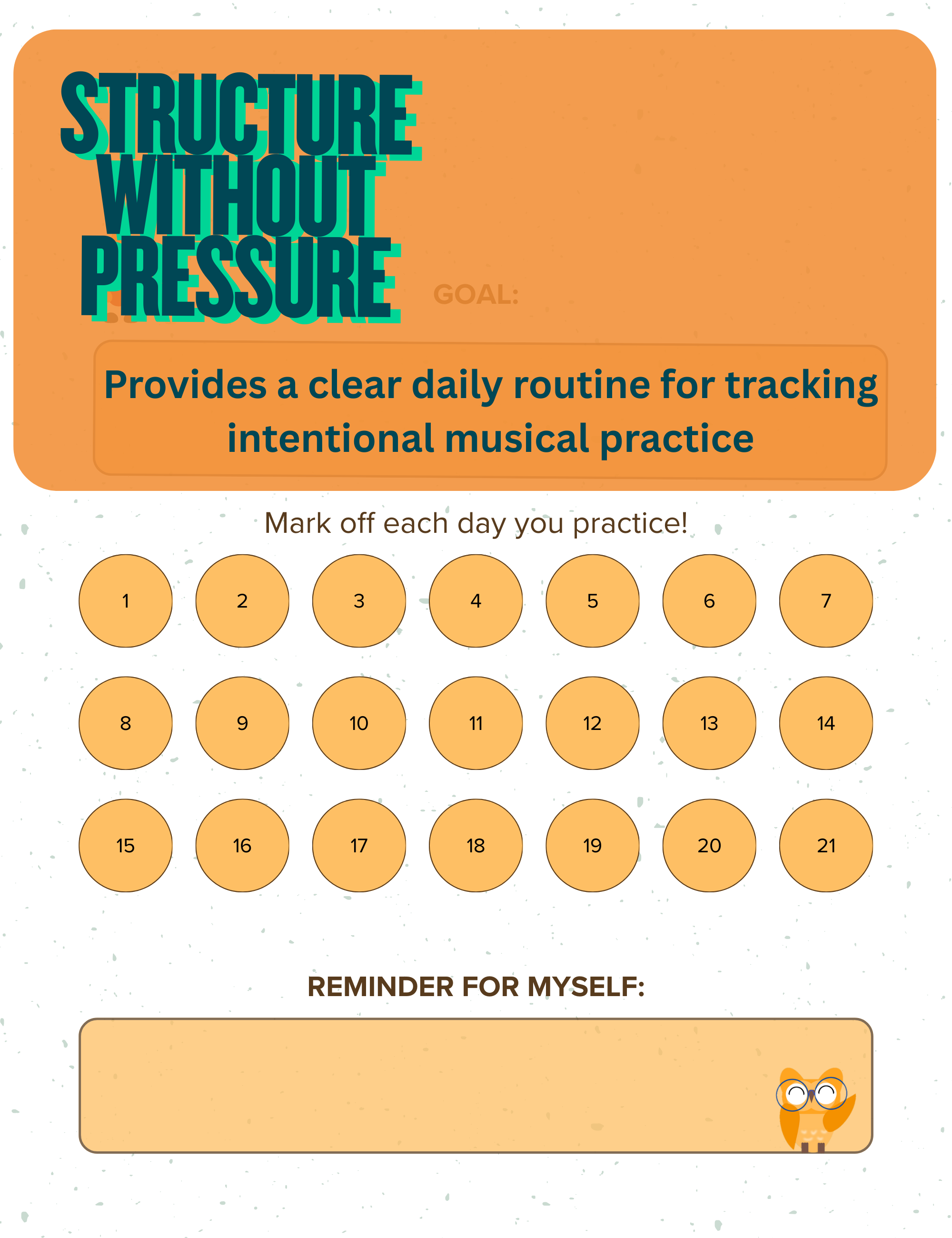 music practice tracker designed by piano teacher