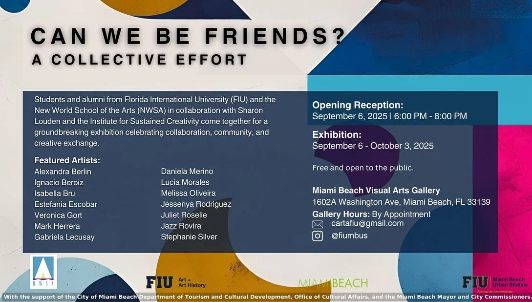 #MIAMI! OPENING TONIGHT! A GROUNDBREAKING COLLABORATION BTWN ALUMNI &amp; STUDENT ARTISTS from @fiumbus @nwsaschool! Since last March, artists and @ogplascencia @arpadcotta @miaartgossip @jenniferdprintz and myself have been coming together for the f