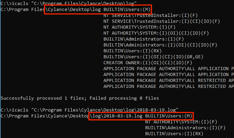 Log folder and File Modify Permissions