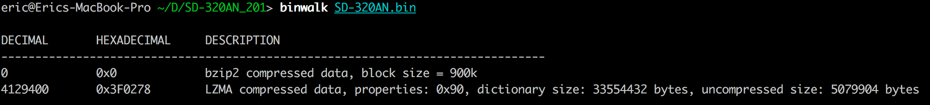 Output of Binwalk for Firmware Image