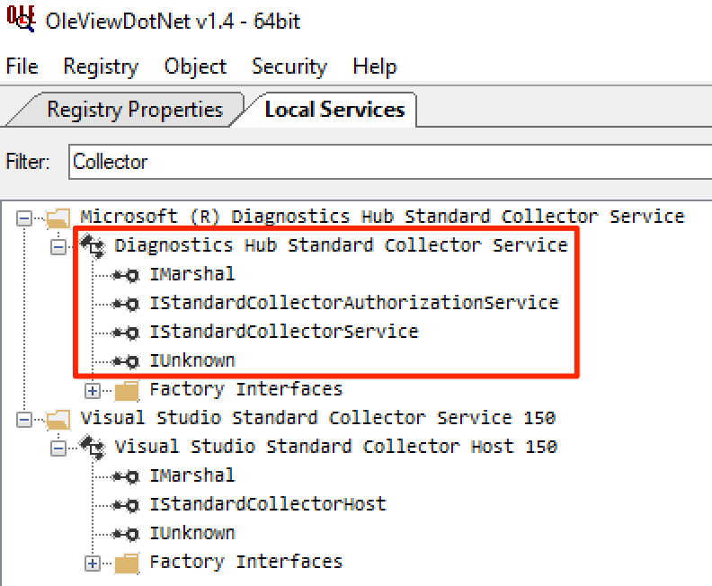 Windows Diagnostics Hub Standard Collector Service in OleViewDotNet