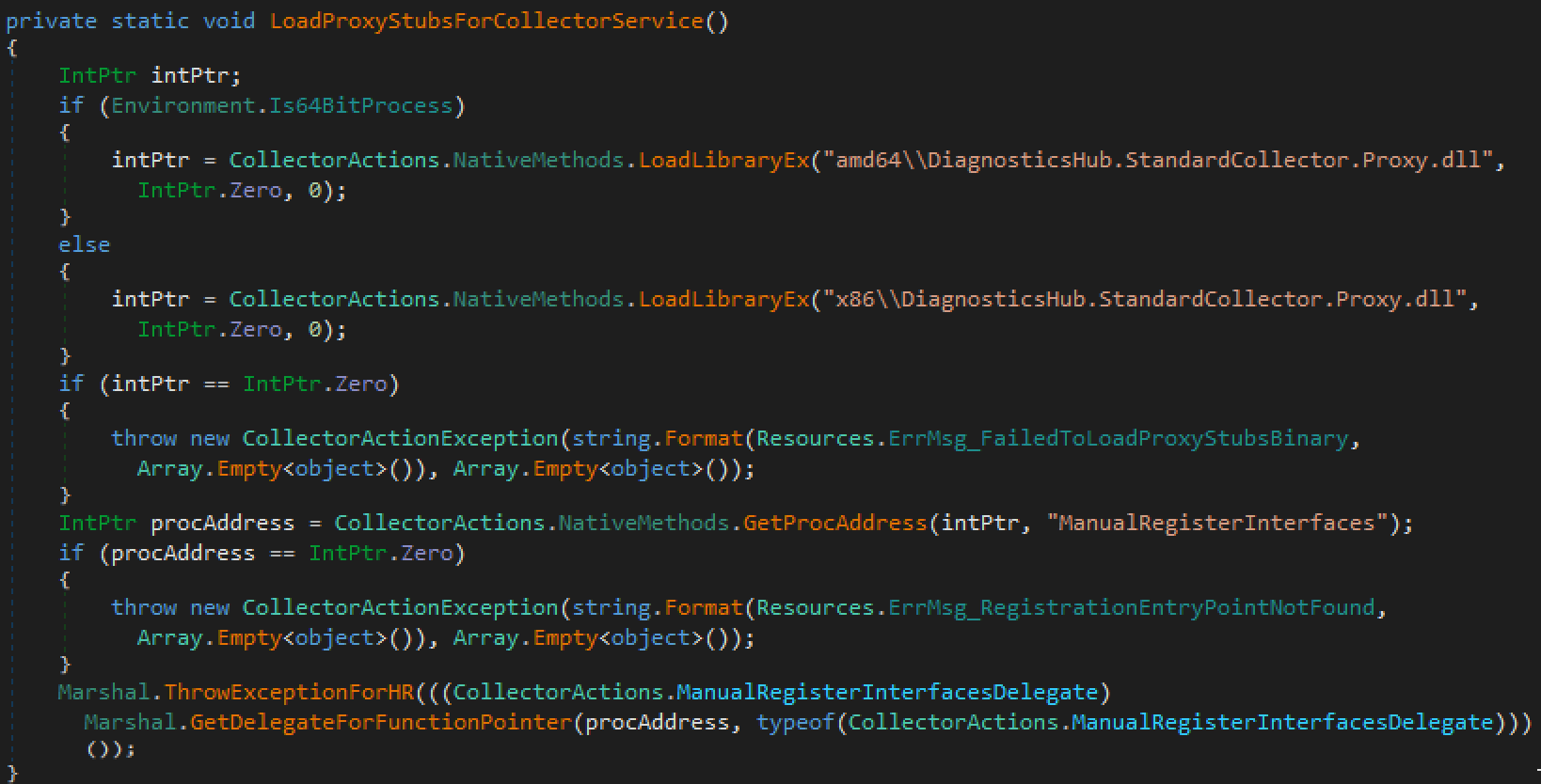 VSDiagnostics.exe function to Load Proxy Stub DLLs