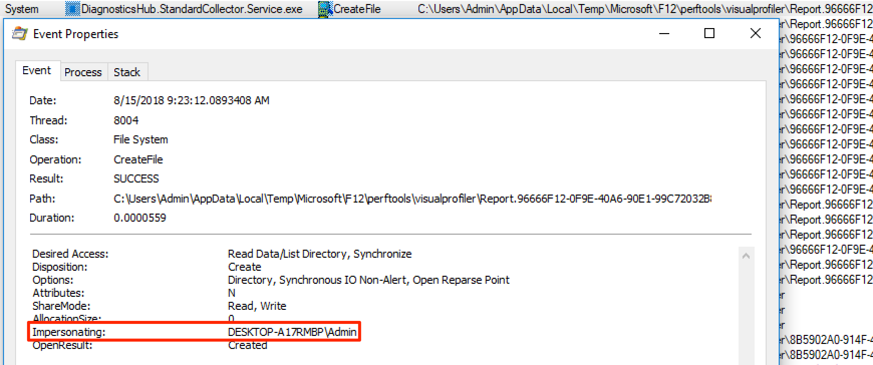 Report folder being created with impersation