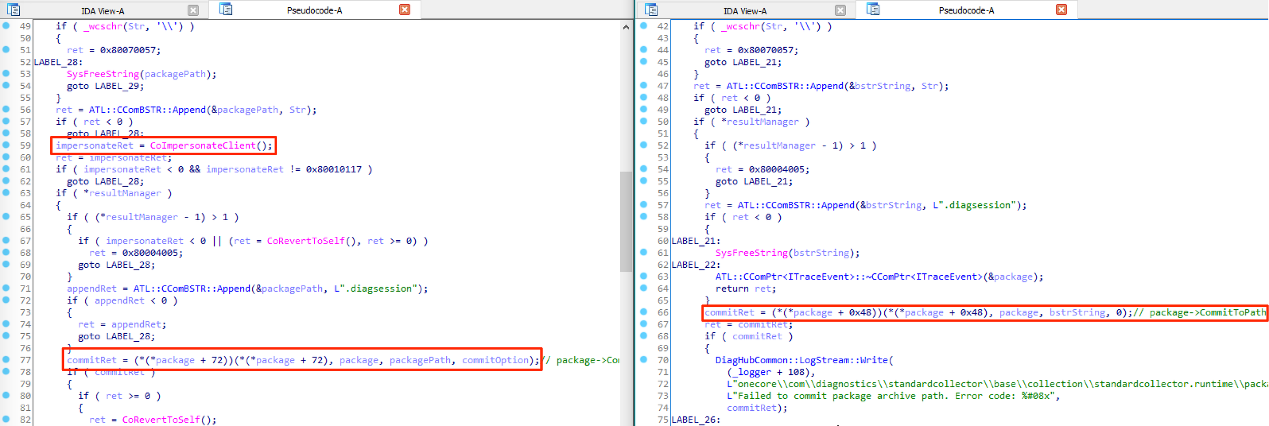 CoImpersonateClient added to CommitPackagingResult in DiagnosticsHub.StandardCollector.Runtime.dll