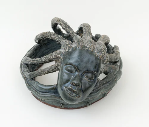 Aisha Tandiwe Bell, Medusa , 2015, stoneware glaze, 21 3/4 inches circumference