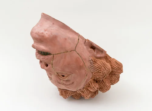 Aisha Tandiwe Bell, Giant A Talk (CONJURE) , 2017 terra-cotta, glaze, 14k gold glaze, 16 x 10 x 5 inches (40.64 x 25.4 x12.7 cm)