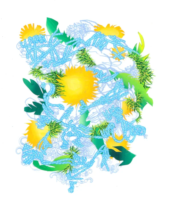 David Rios Ferreira, We hold so tight 2, 2017, Gouache and ink on mylar, acetate and paper, 14 x 11 inches ( 35.56 x 27.94 cm)