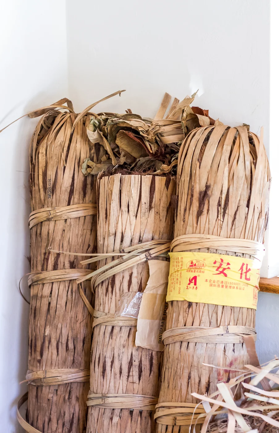 Heicha dark tea wrapped in bamboo