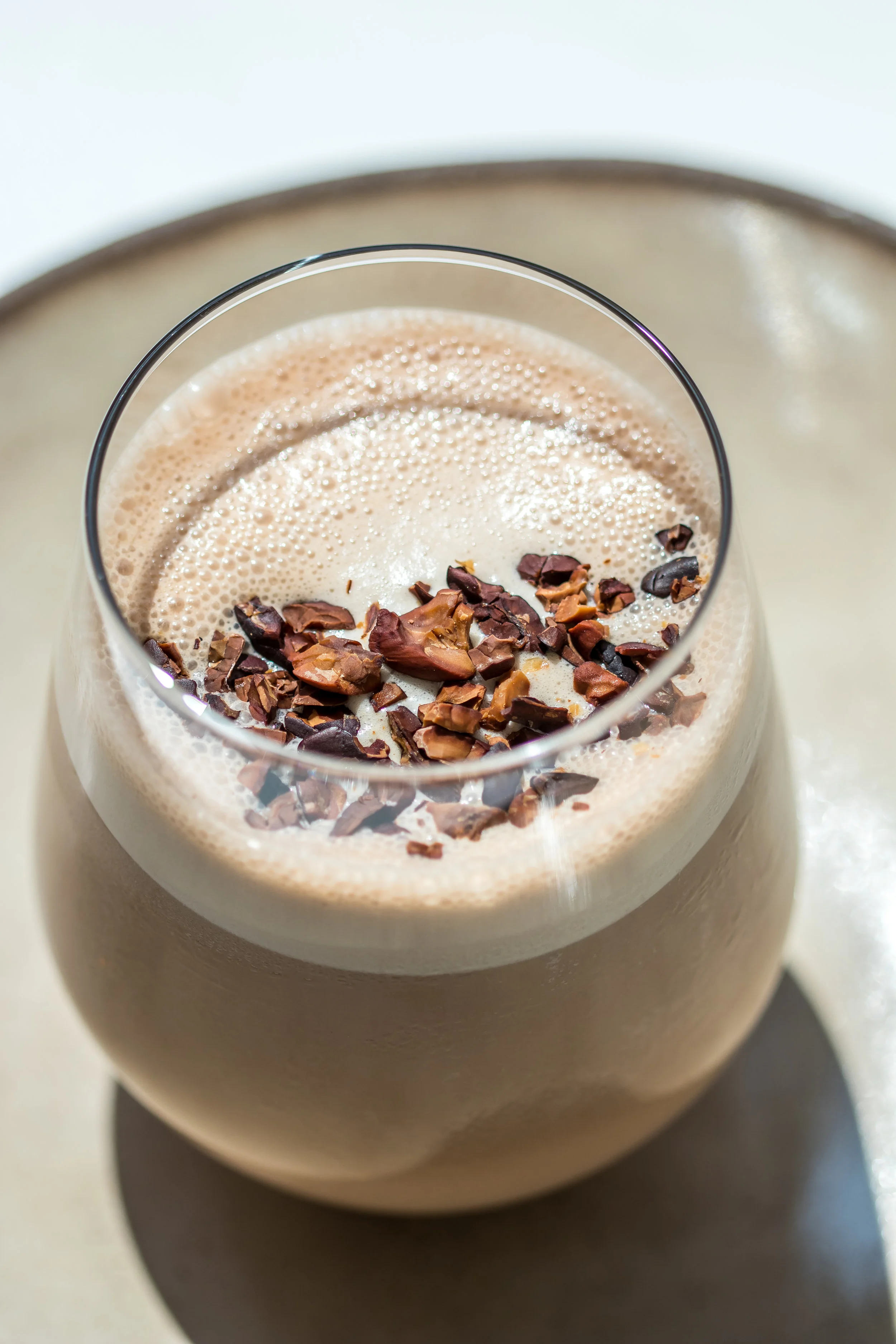 Iced cocoa nib chai tea latte