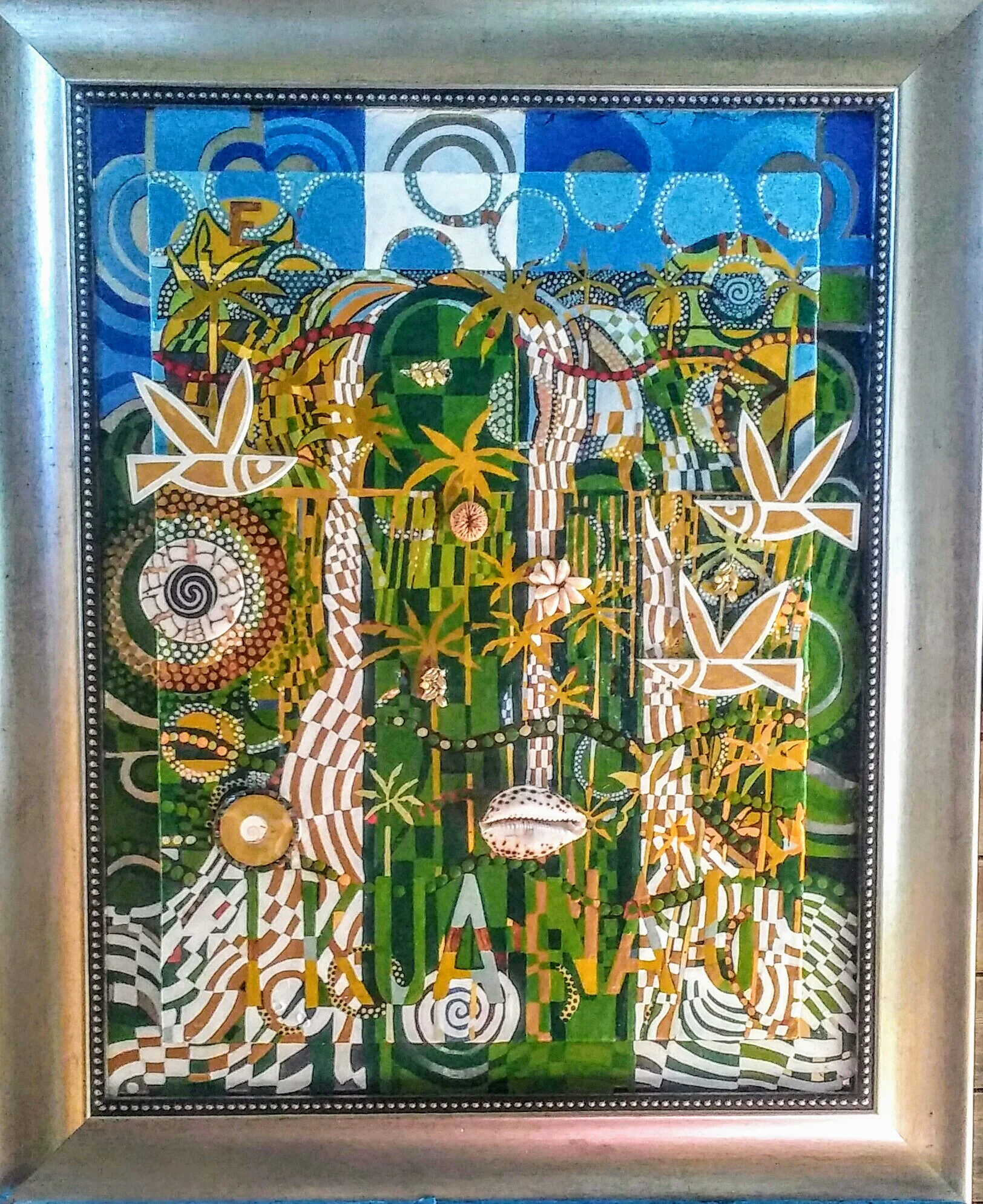 JOY 28x23 mixed medium on mirror