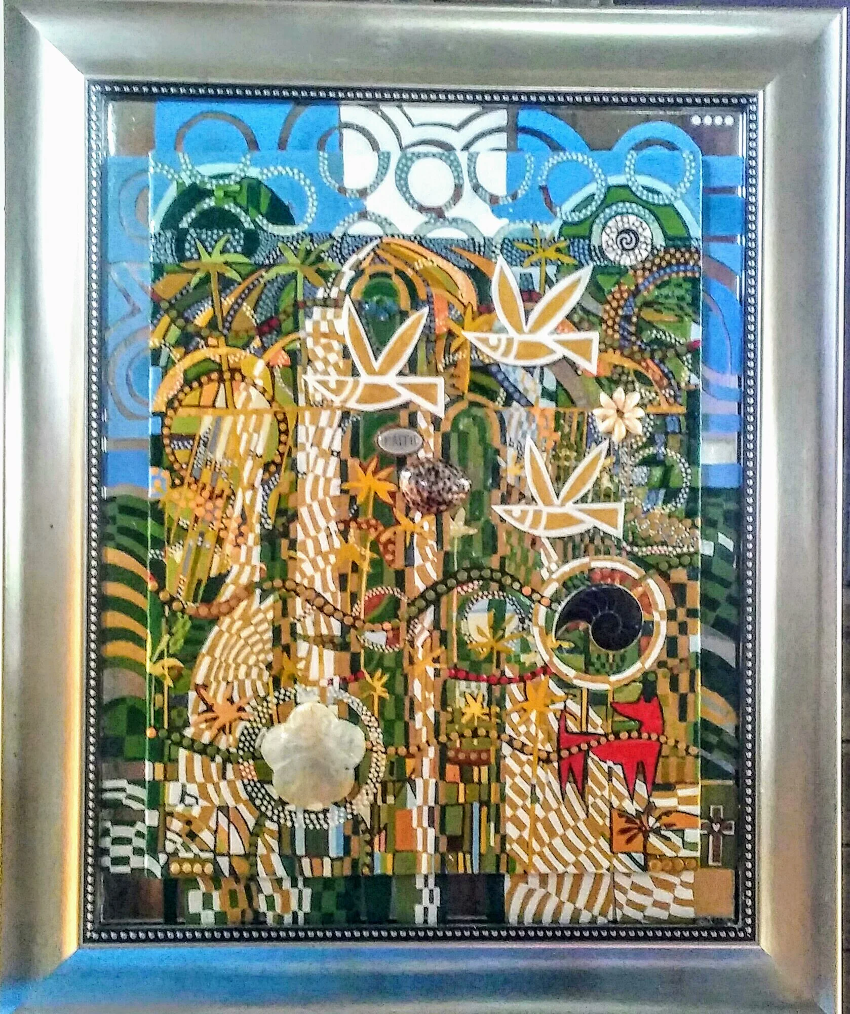 PEACE 28x23 mixed medium on mirror