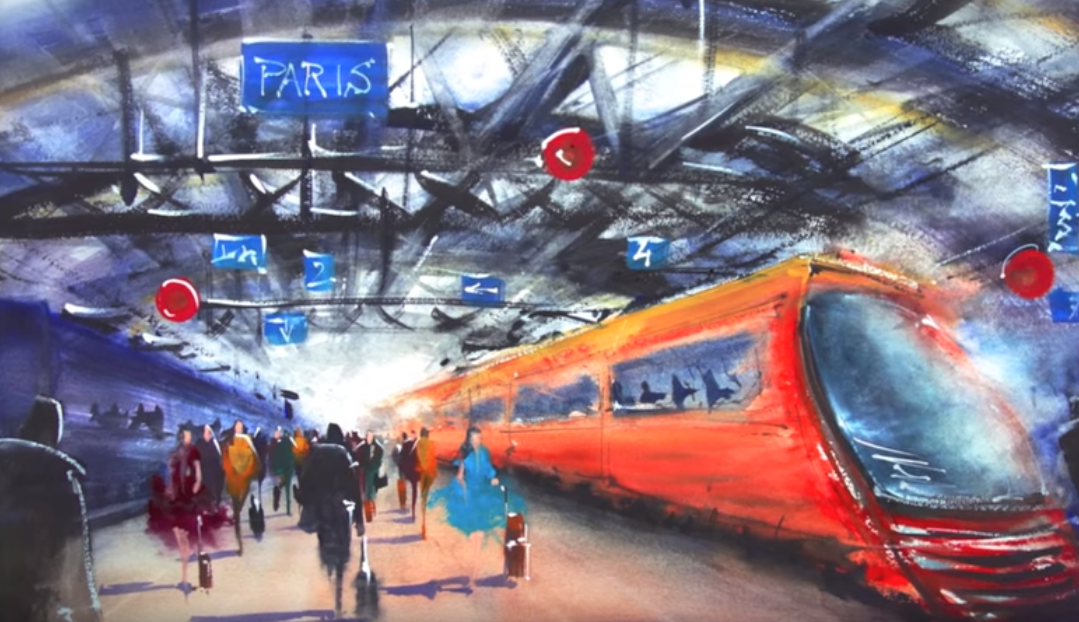 Railway Station, Umberto RossiniSeptember 8, 2019We left Lyon early one morning, on our way from Amsterdam to Venice. Distracted by the journey, we had both forgotten that day was our 34th anniversary.I sketched this poem as we waited for the train …