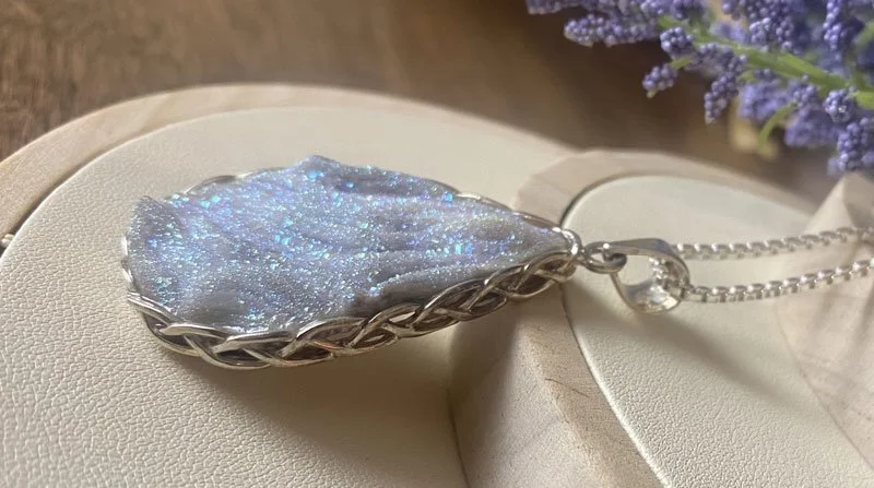 druzy, sterling silver pendant, crystal pendant, druzy pendant, unique jewelry