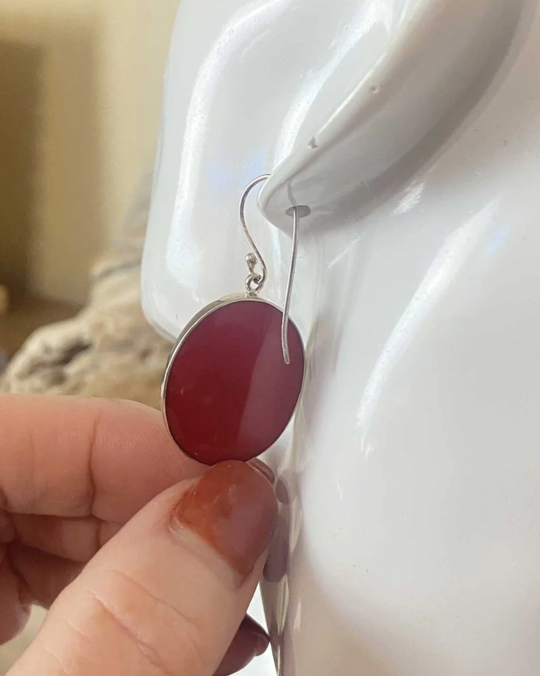 red coral sterling silver earrings, red coral gemstone, red coral sterling silver earrings handmade in Bali