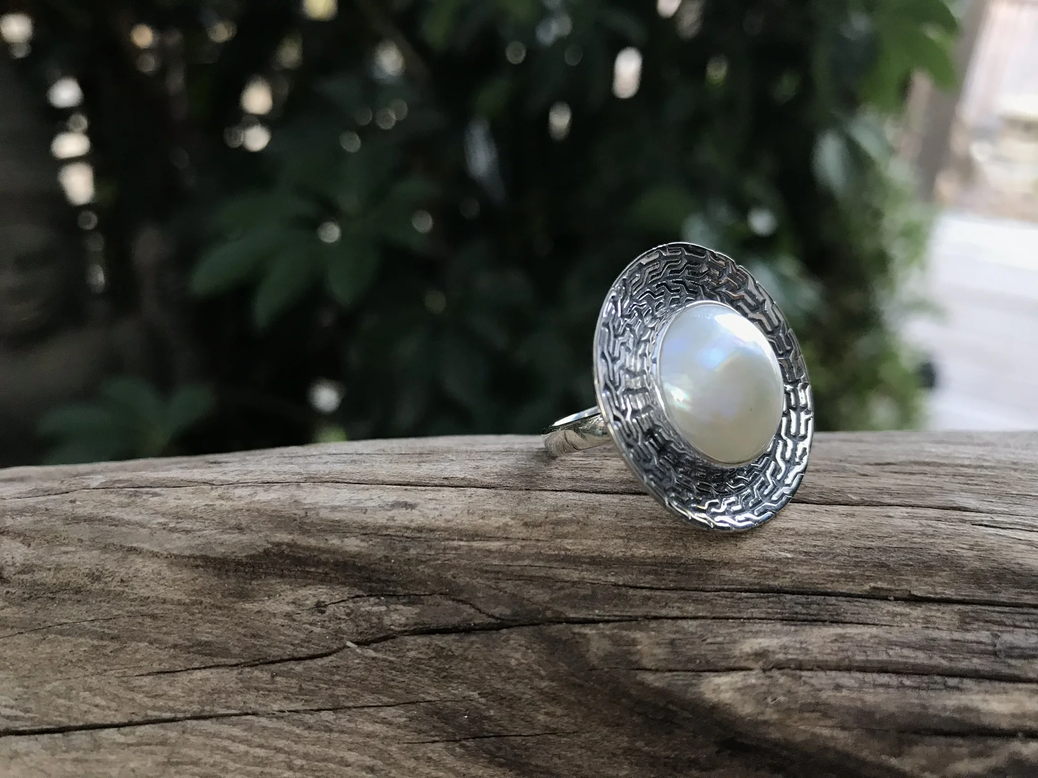 Freshwater Pearl ring, Sterling Silver ring, mabe ring