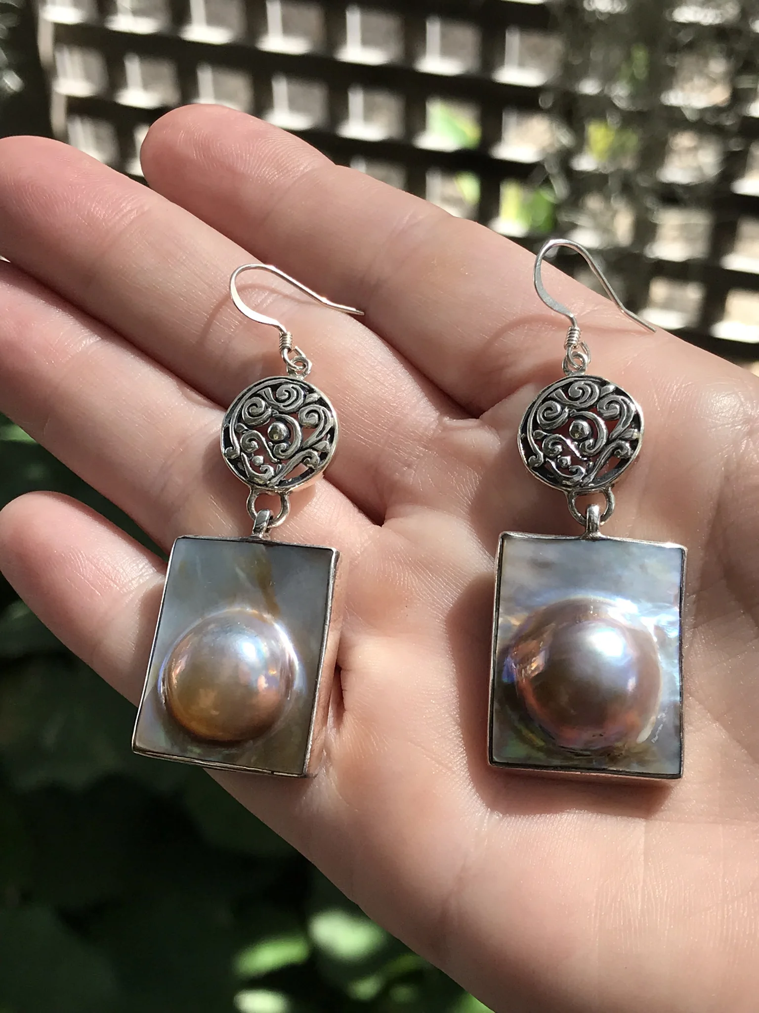 Freshwater pearl earrings, sterling silver