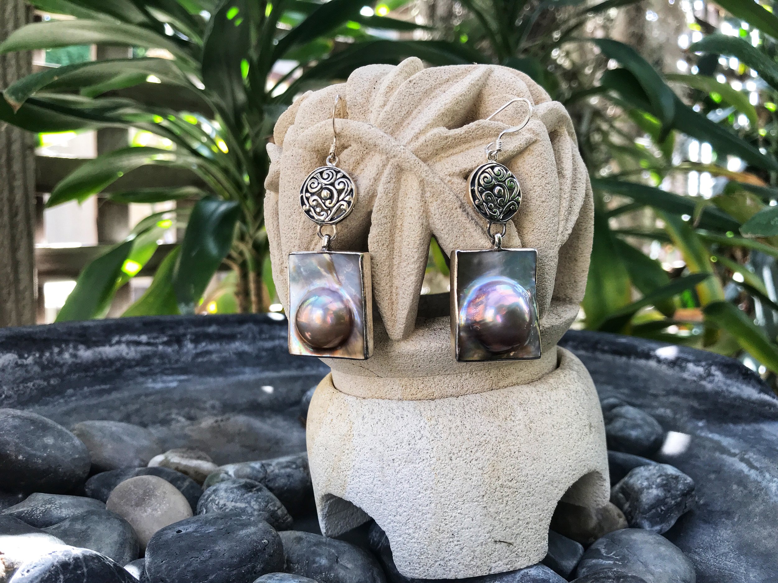 Freshwater Pearl earrings, sterling silver
