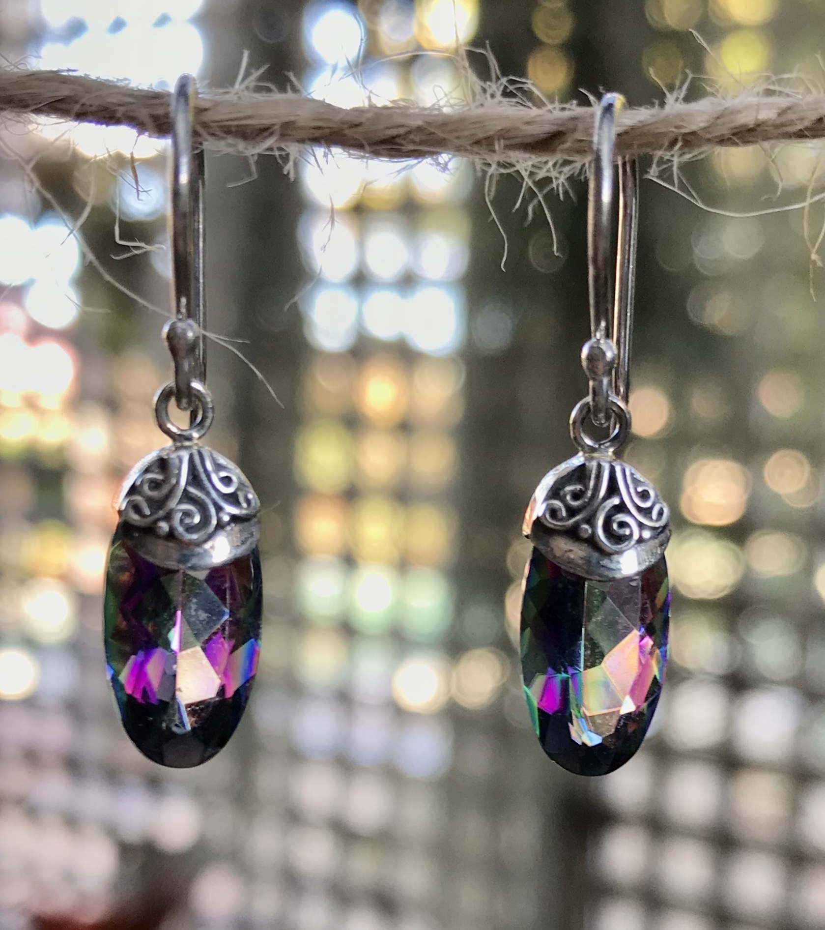 Mystic Topaz Earrings, sterling silver from Bali Indonesia